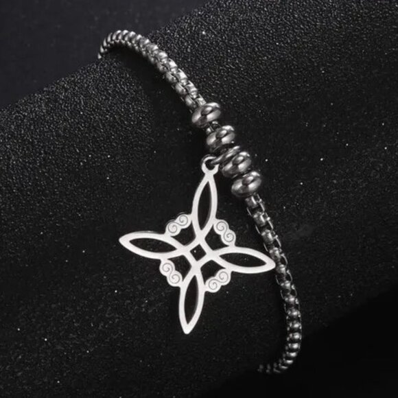 Silver Stainless Steel Witch Celtic Viking Cross Knot Fashion Bracelet NWOT - Picture 4 of 13